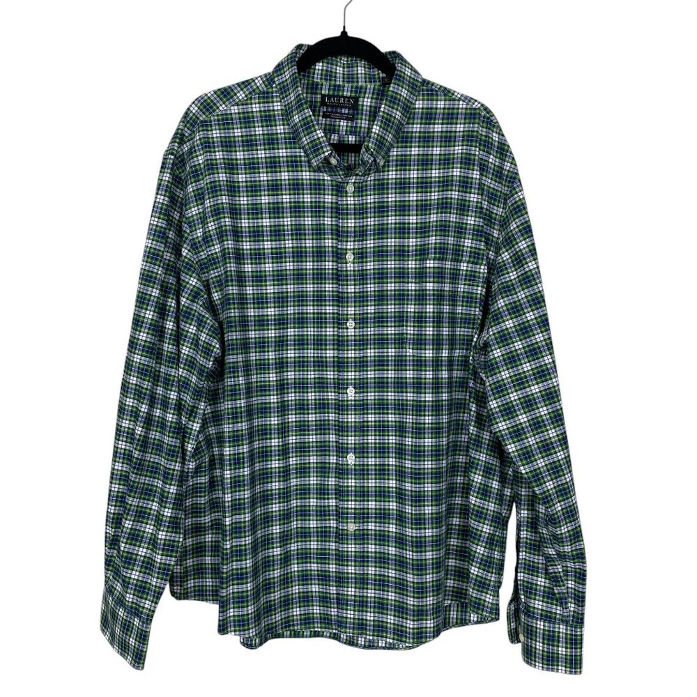 Lauren Ralph Lauren Mens Plaid Button-Down Soft Washed Stretch Regular Fit XXL